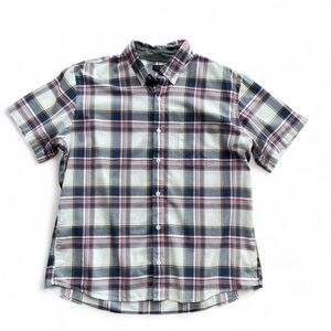 Preppy Americana Plaid Short Sleeve Button Down Shirt